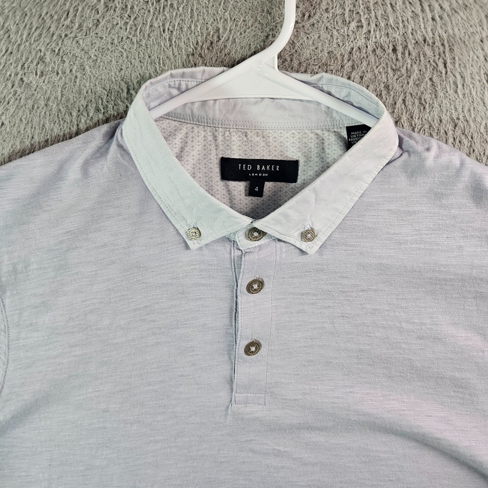 Ted Baker Polo Shirt Men Size 4 Short Sleeve Stretch‎ Light Purple